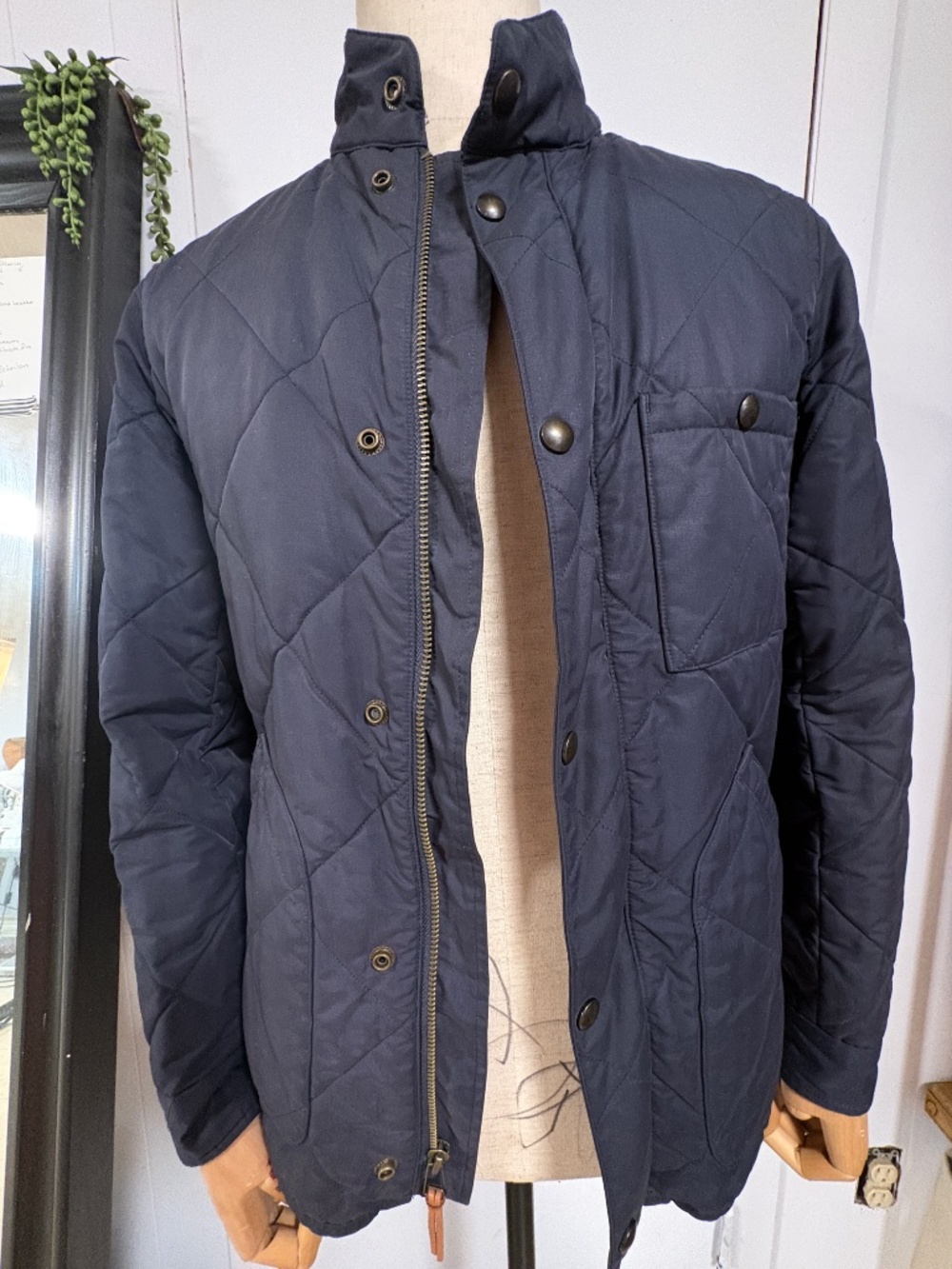 XSmall-J Crew Sussex Quilted Jacket Mens Navy Blue Barn Chore Military Style